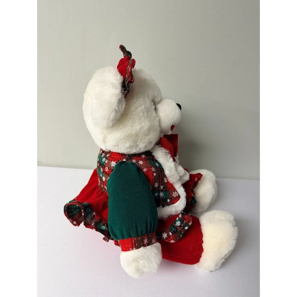 Vintage Snowflake 1994 White Christmas Teddy Bear Plush Holiday Dress 15in